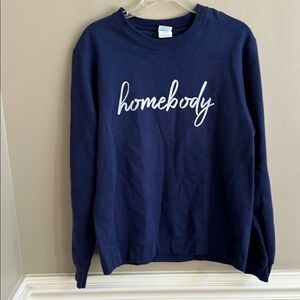 Homebody Navy Sweatshirt by Port & Company Size Medium